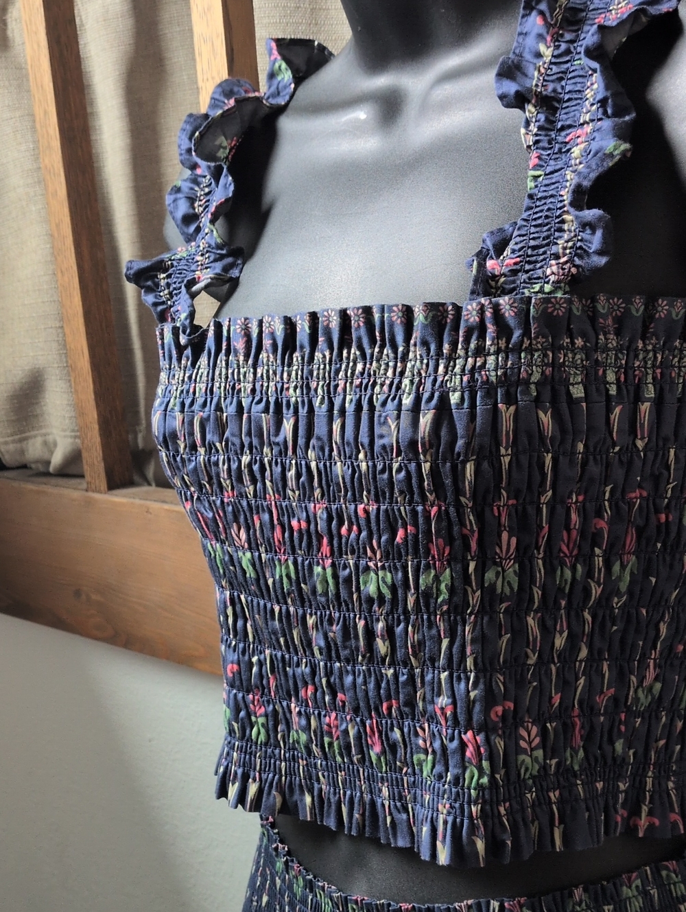 ✨ Hill House Margot Skirt And Top Set In Trailing Fern/Navy Multi Size L - Picture 4 of 10